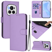 For Honor Magic6 Pro Skin Feel Solid Color Leather Phone Case with Lanyard(Lavender Purple)