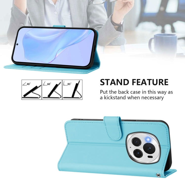 For Honor Magic6 Pro Skin Feel Solid Color Leather Phone Case with Lanyard(Sky Blue)