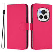 For Honor Magic6 Pro Skin Feel Solid Color Leather Phone Case with Lanyard(Rose Red)
