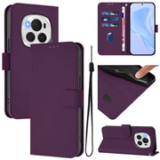 For Honor Magic6 Pro Skin Feel Solid Color Leather Phone Case with Lanyard(Violet)