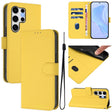 For Samsung Galaxy S25 Ultra 5G Skin Feel Solid Color Leather Phone Case with Lanyard(Lemon Yellow) - Galaxy S25 Ultra 5G Cases by PMC Jewellery | Online Shopping South Africa | PMC Jewellery | Buy Now Pay Later Mobicred