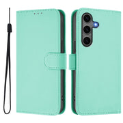 For Samsung Galaxy S25+ 5G Skin Feel Solid Color Leather Phone Case with Lanyard(Mint Green)