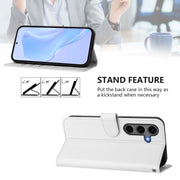 For Samsung Galaxy S25+ 5G Skin Feel Solid Color Leather Phone Case with Lanyard(White)