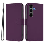 For Samsung Galaxy S25+ 5G Skin Feel Solid Color Leather Phone Case with Lanyard(Violet)
