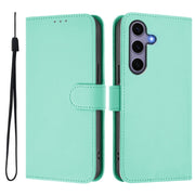 For Samsung Galaxy S25 5G Skin Feel Solid Color Leather Phone Case with Lanyard(Mint Green)
