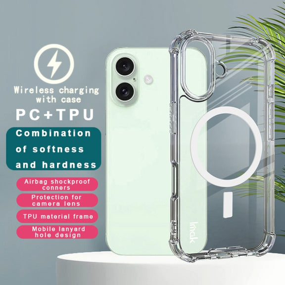 For iPhone 16 IMAK Space Shield PC + TPU Airbag Shockproof MagSafe Phone Case(Transparent)