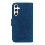 For Samsung Galaxy S25 5G Butterfly Rose Embossed Leather Phone Case(Blue)