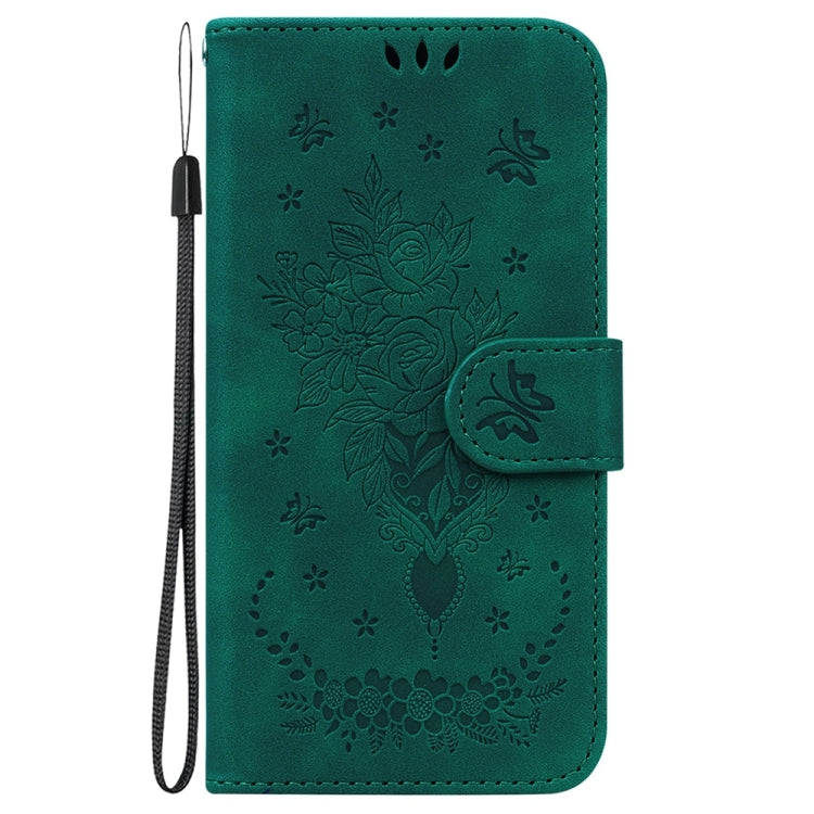 For Samsung Galaxy S25 5G Butterfly Rose Embossed Leather Phone Case(Green)