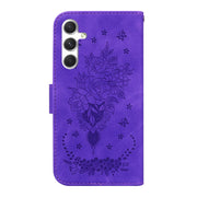 For Samsung Galaxy S25 5G Butterfly Rose Embossed Leather Phone Case(Purple)