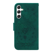For Samsung Galaxy S25+ 5G Butterfly Rose Embossed Leather Phone Case(Green)
