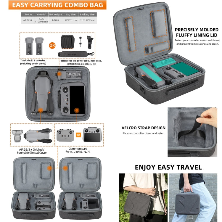 Sunnylife Carrying Case Bag, Model:B657 For DJI RC 2 / 1 Control Bag