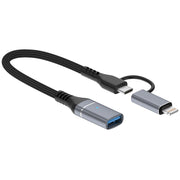 ADS-619 2 in 1 Type-C and 8 Pin to USB 3.0 OTG Adapter(Grey)