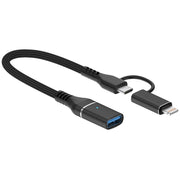 ADS-619 2 in 1 Type-C and 8 Pin to USB 3.0 OTG Adapter(Black)