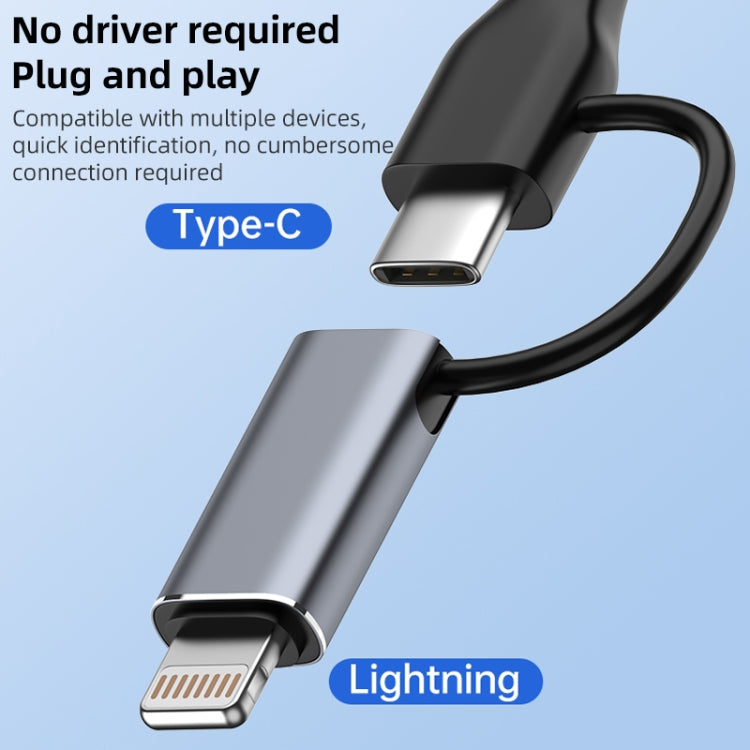 ADS-619 2 in 1 Type-C and 8 Pin to USB 3.0 OTG Adapter(Grey)