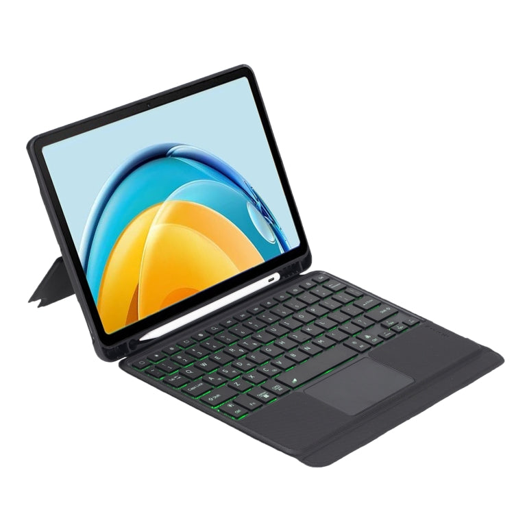 For Matepad SE 10.4 2023 Detachable Backlit Bluetooth Keyboard Leather Case with Touchpad(Black)