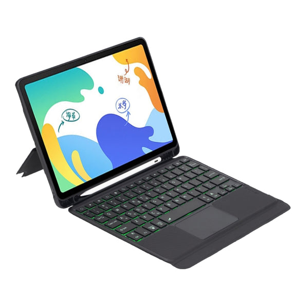For Honor V6 / Tablet V7 Detachable Backlit Bluetooth Keyboard Leather Case with Touchpad(Black)