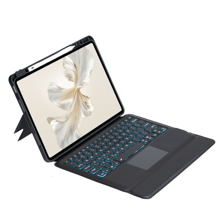 For Honor Pad 9 Pro / Pad V8 Pro Detachable Backlit Bluetooth Keyboard Leather Case with Touchpad(Black)