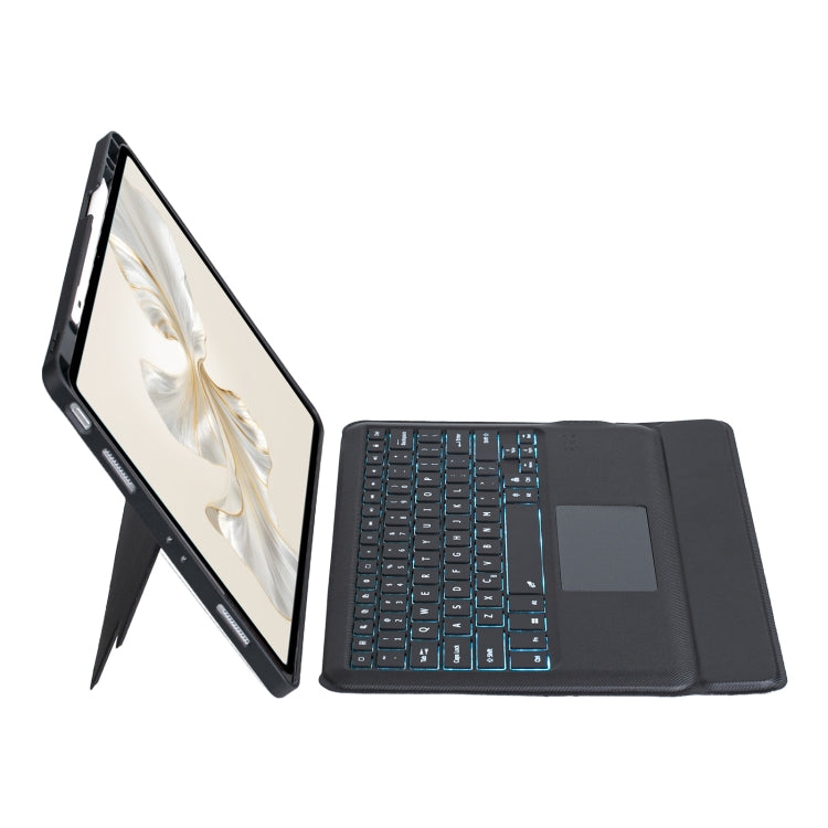 For Honor Pad 9 Pro / Pad V8 Pro Detachable Backlit Bluetooth Keyboard Leather Case with Touchpad(Black)