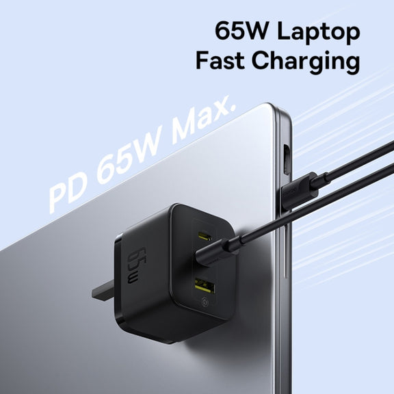 Baseus PD65W USB and 2 USB-C / Type-C Fast Charger With 1m Type-C Cable, Plug Type:UK Plug(Black)