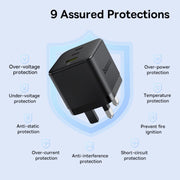 Baseus PD65W USB and 2 USB-C / Type-C Fast Charger With 1m Type-C Cable, Plug Type:UK Plug(Black)