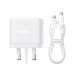 Baseus PD65W USB and 2 USB-C / Type-C Fast Charger With 1m Type-C Cable, Plug Type:UK Plug(White) - free shipping - PMC TechLife - Order now!