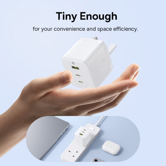 Baseus PD65W USB and 2 USB-C / Type-C Fast Charger With 1m Type-C Cable, Plug Type:UK Plug(White)