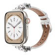 For Apple Watch 46mm / 49mm / 45mm / 44mm Leopard Head Bamboo Texture Leather Watch Band(Silver White) - free shipping - PMC TechLife - Order now!