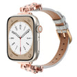 For Apple Watch 42mm / 41mm / 40mm / 38mm Leopard Head Bamboo Texture Leather Watch Band(Rose Gold Grey) - free shipping - PMC TechLife - Order now!