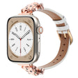 For Apple Watch 42mm / 41mm / 40mm / 38mm Leopard Head Bamboo Texture Leather Watch Band(Rose Gold White) - free shipping - PMC TechLife - Order now!