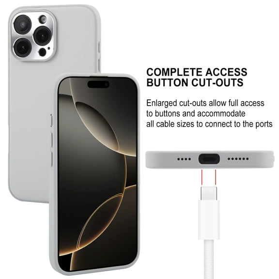 For iPhone 16 Pro Max GEBEI Plain Leather TPU Hybrid PU Phone Case(Grey)