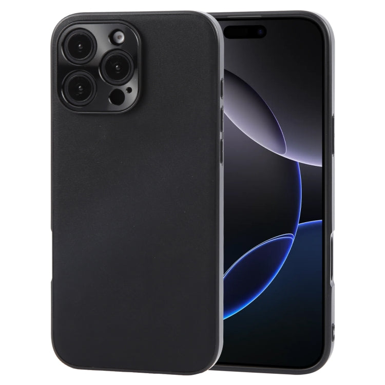 For iPhone 16 Pro Max GEBEI Plain Leather TPU Hybrid PU Phone Case(Black)