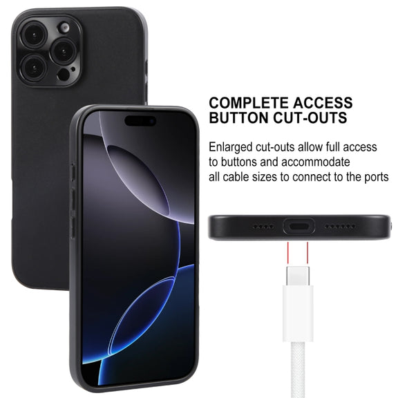 For iPhone 16 Pro Max GEBEI Plain Leather TPU Hybrid PU Phone Case(Black)
