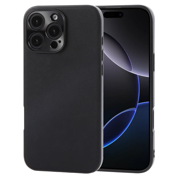 For iPhone 16 Pro Max GEBEI Plain Leather TPU Hybrid PU Phone Case(Black)