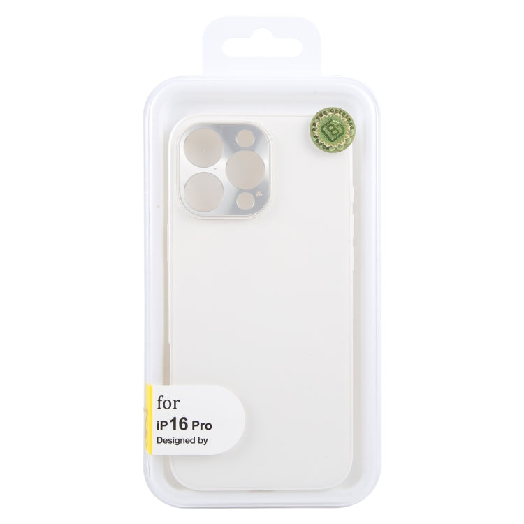 For iPhone 16 Pro GEBEI Plain Leather TPU Hybrid PU Phone Case(White)