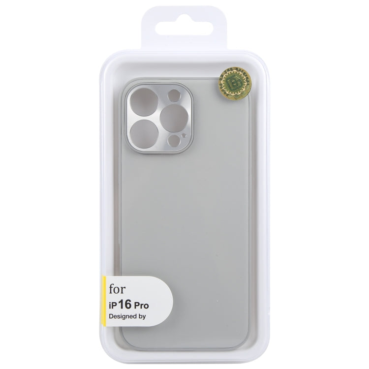 For iPhone 16 Pro GEBEI Plain Leather TPU Hybrid PU Phone Case(Grey)