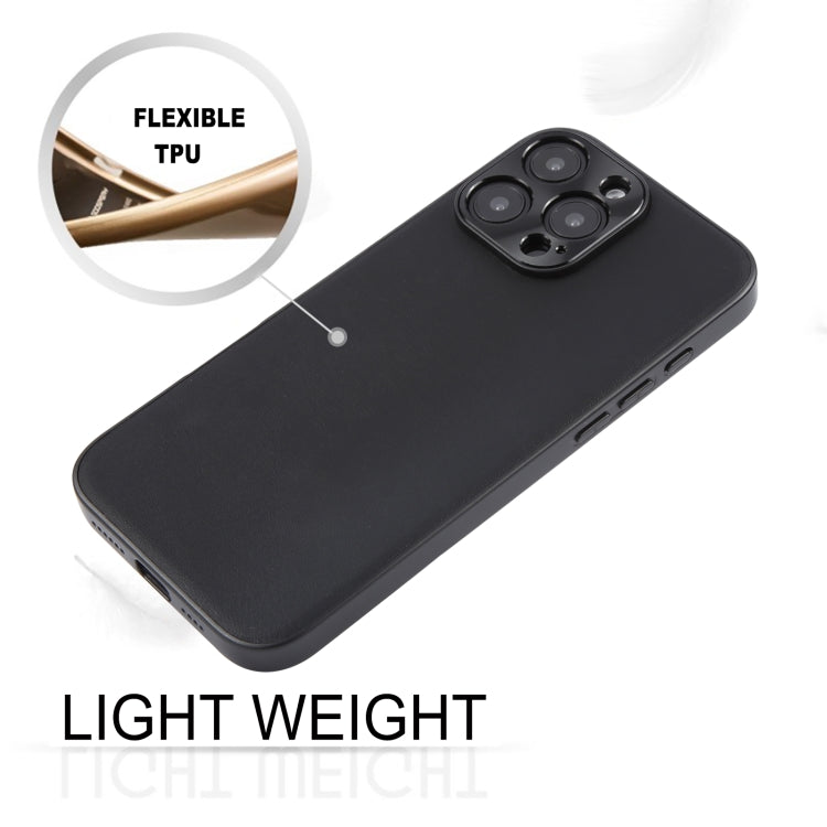 For iPhone 16 Pro GEBEI Plain Leather TPU Hybrid PU Phone Case(Black)
