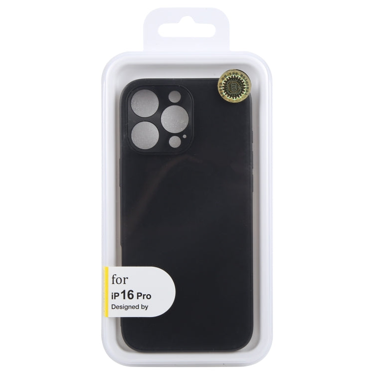 For iPhone 16 Pro GEBEI Plain Leather TPU Hybrid PU Phone Case(Black)