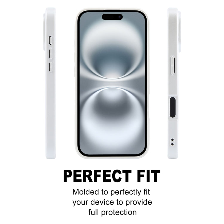 For iPhone 16 Plus GEBEI Plain Leather TPU Hybrid PU Phone Case(White)
