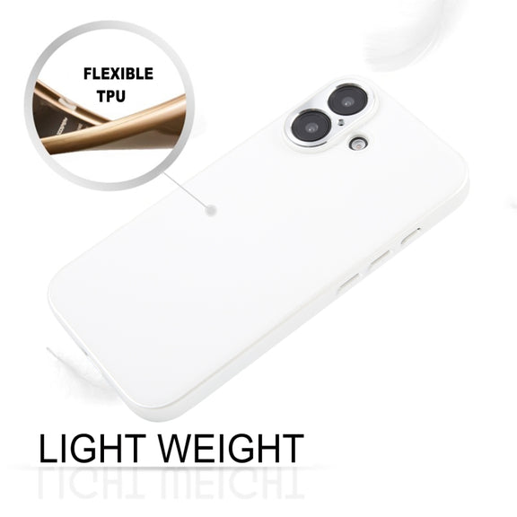 For iPhone 16 Plus GEBEI Plain Leather TPU Hybrid PU Phone Case(White)