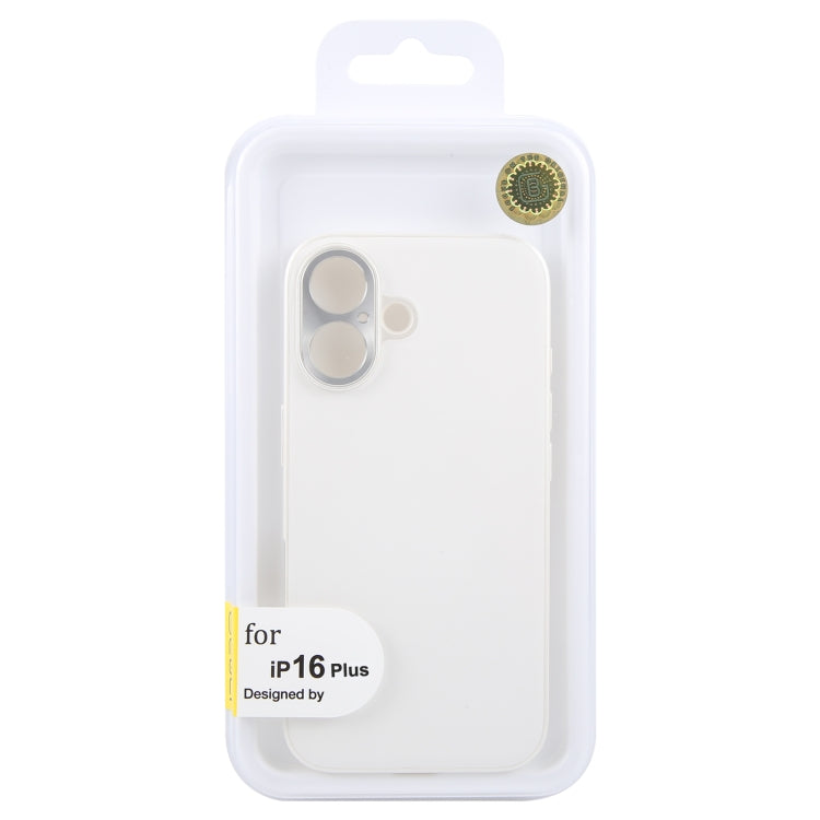 For iPhone 16 Plus GEBEI Plain Leather TPU Hybrid PU Phone Case(White)