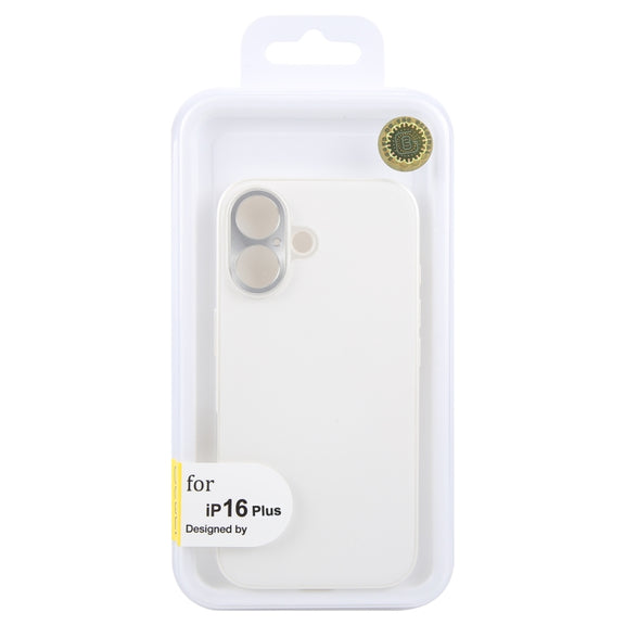 For iPhone 16 Plus GEBEI Plain Leather TPU Hybrid PU Phone Case(White)