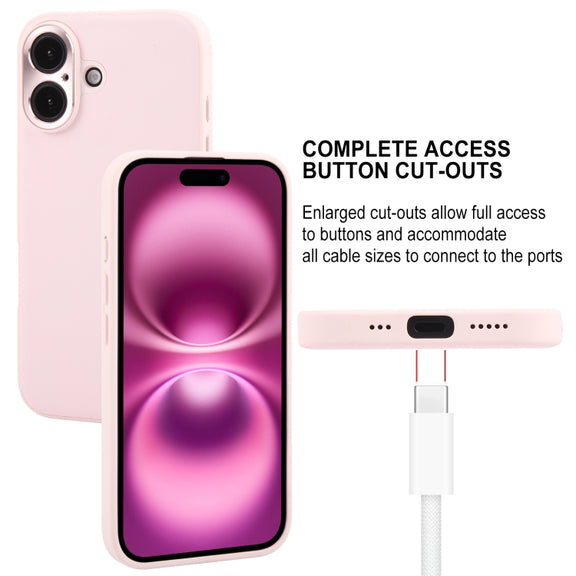 For iPhone 16 Plus GEBEI Plain Leather TPU Hybrid PU Phone Case(Pink)