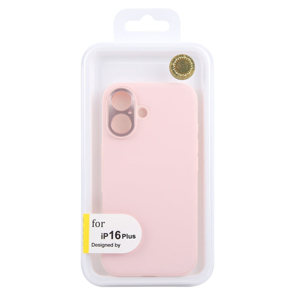 For iPhone 16 Plus GEBEI Plain Leather TPU Hybrid PU Phone Case(Pink)