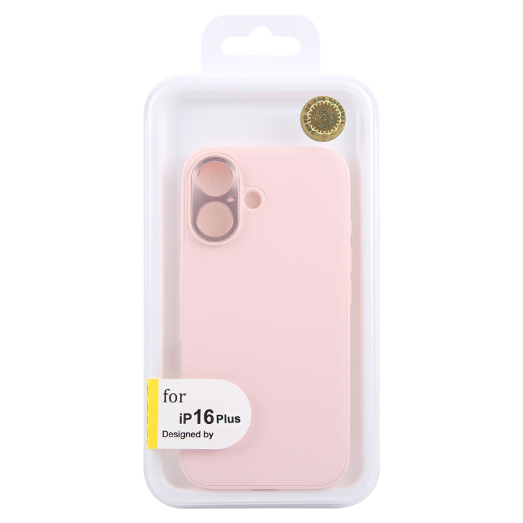 For iPhone 16 Plus GEBEI Plain Leather TPU Hybrid PU Phone Case(Pink)
