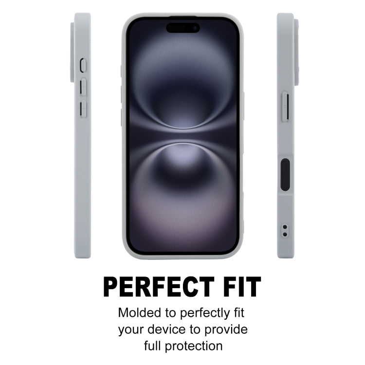 For iPhone 16 Plus GEBEI Plain Leather TPU Hybrid PU Phone Case(Grey)