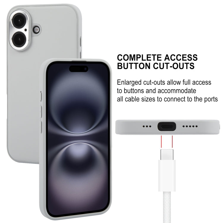For iPhone 16 Plus GEBEI Plain Leather TPU Hybrid PU Phone Case(Grey)