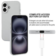 For iPhone 16 Plus GEBEI Plain Leather TPU Hybrid PU Phone Case(Grey)