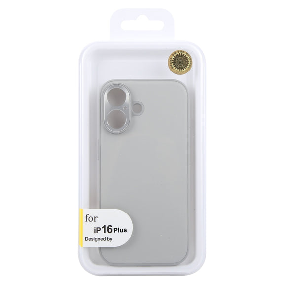 For iPhone 16 Plus GEBEI Plain Leather TPU Hybrid PU Phone Case(Grey)