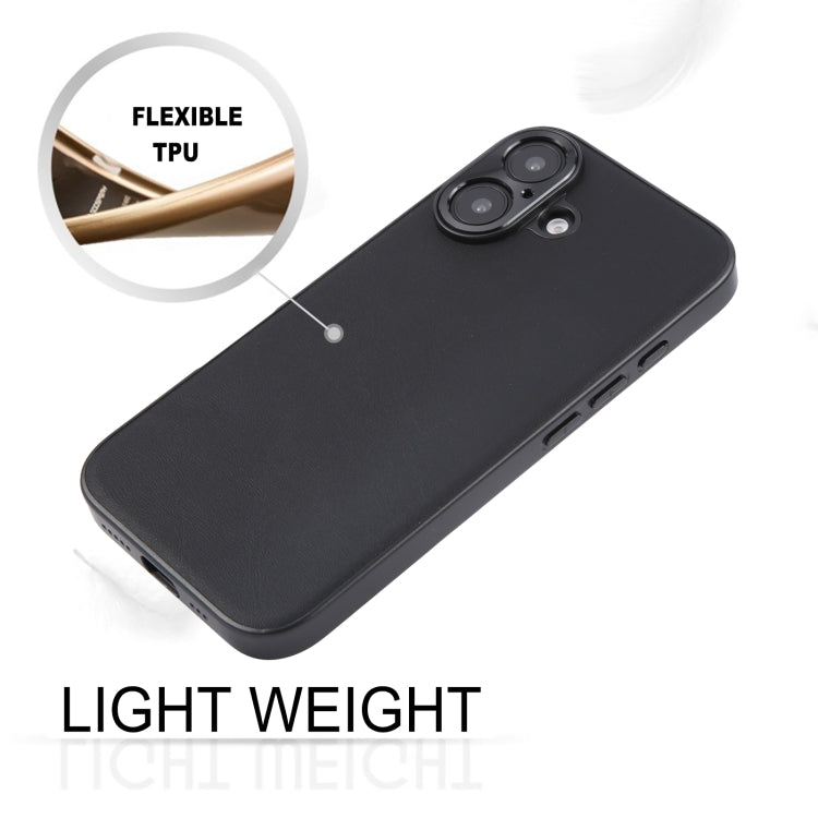 For iPhone 16 Plus GEBEI Plain Leather TPU Hybrid PU Phone Case(Black)