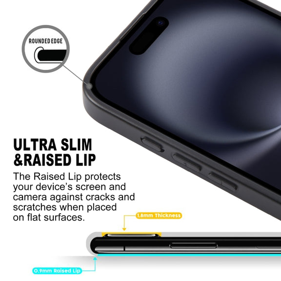 For iPhone 16 Plus GEBEI Plain Leather TPU Hybrid PU Phone Case(Black)